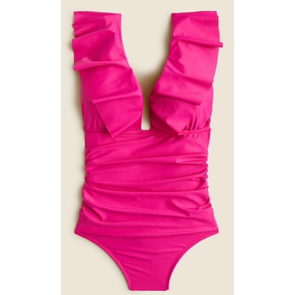 NWT J. Crew Ruched Ruffle One-piece Swimsuit For Women Pink Various Sizes